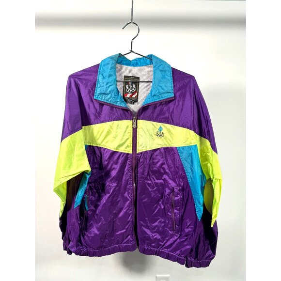 Vintage JC Penney USA Olympics Nylon Full Zip Windbreaker Multicolor M Men's